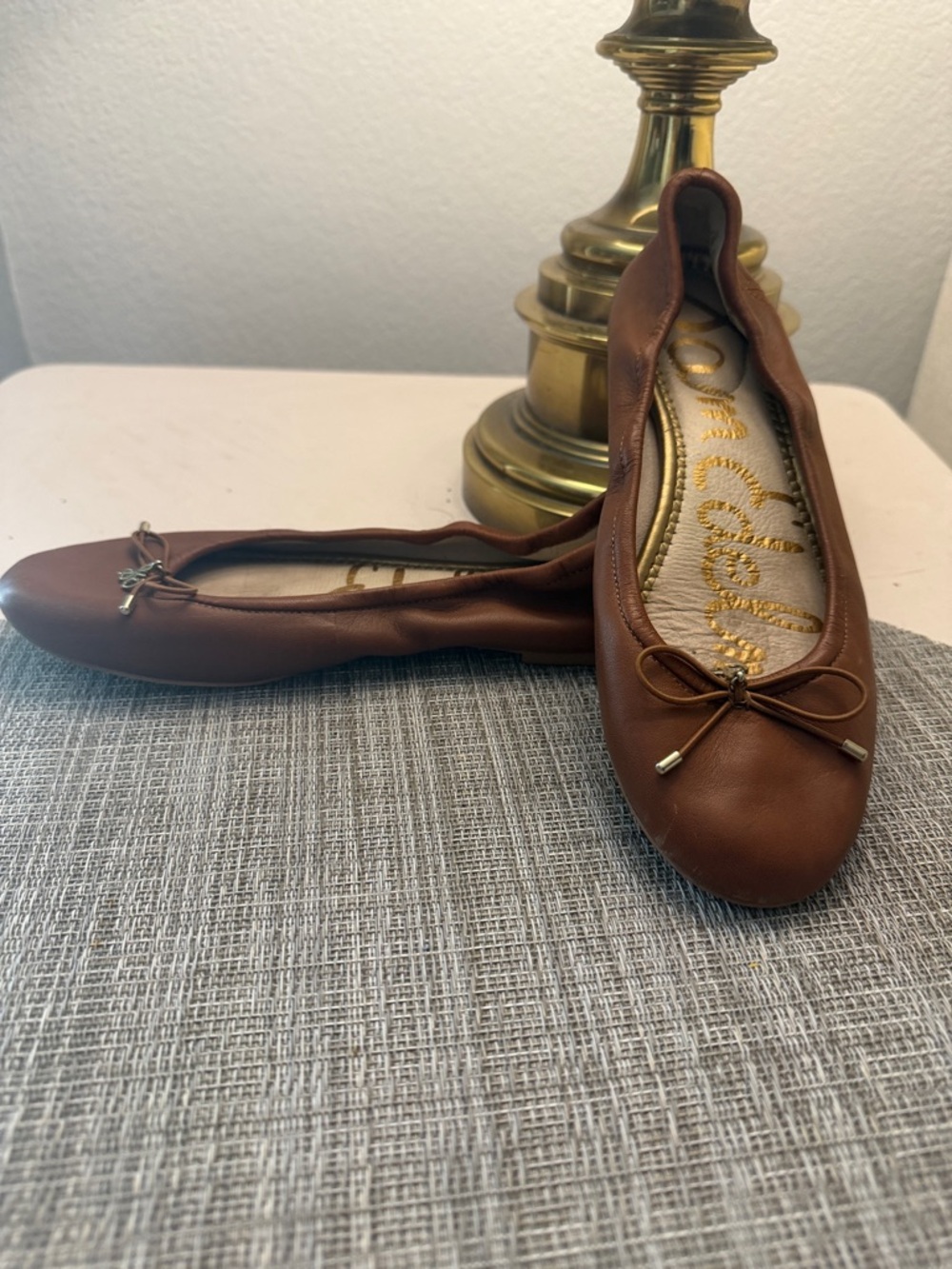 Sam Edelman Brown Leather Ballet Flats with Bow